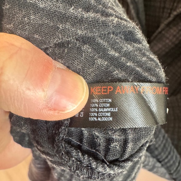 Anthropologie Gauze Button Down Shirt Dress 3X Black Cotton Midi Back Cutout - Picture 4 of 6